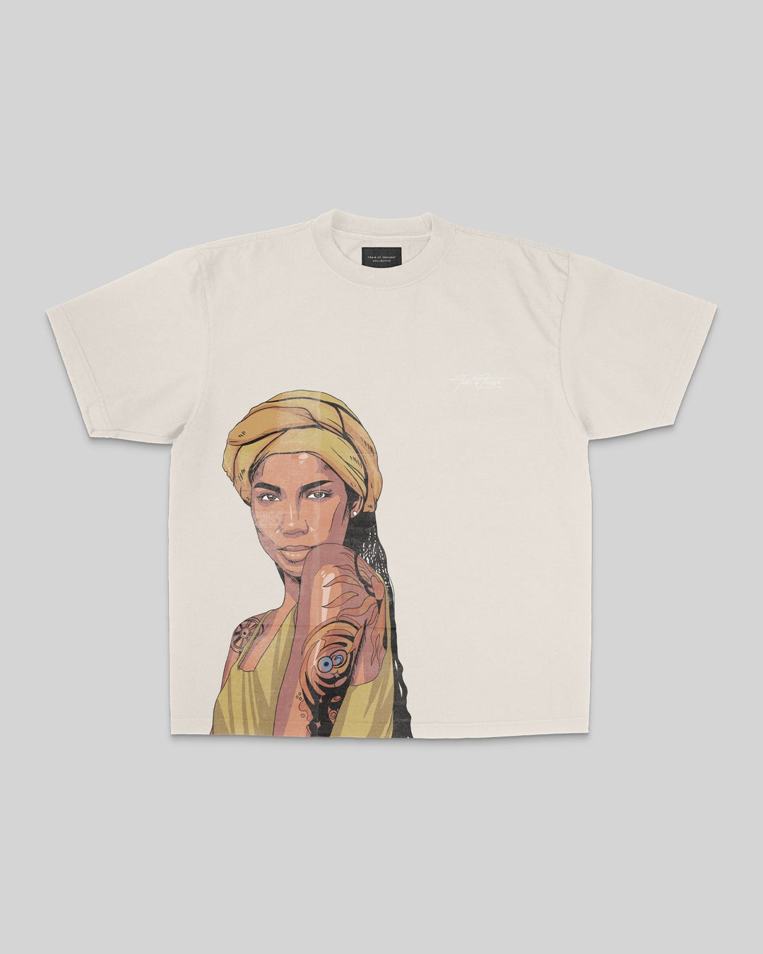 Jhene Big Face Oversized Cream Shirt - trainofthoughtcollective