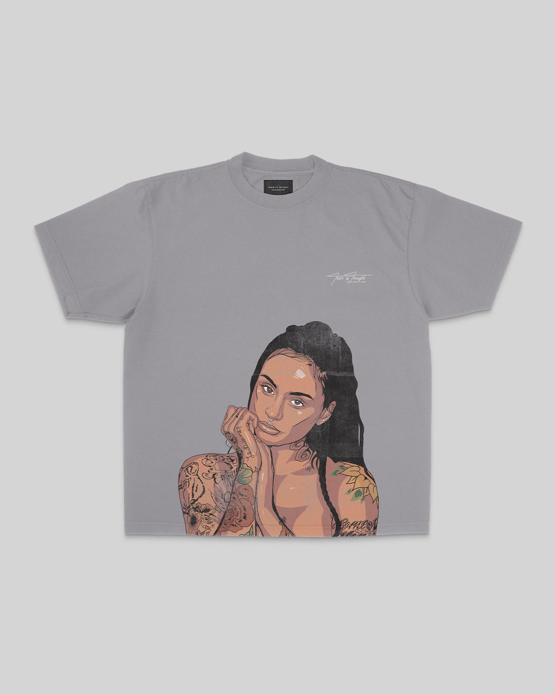 Kehlani Big Face Oversized Cement Tee - trainofthoughtcollective