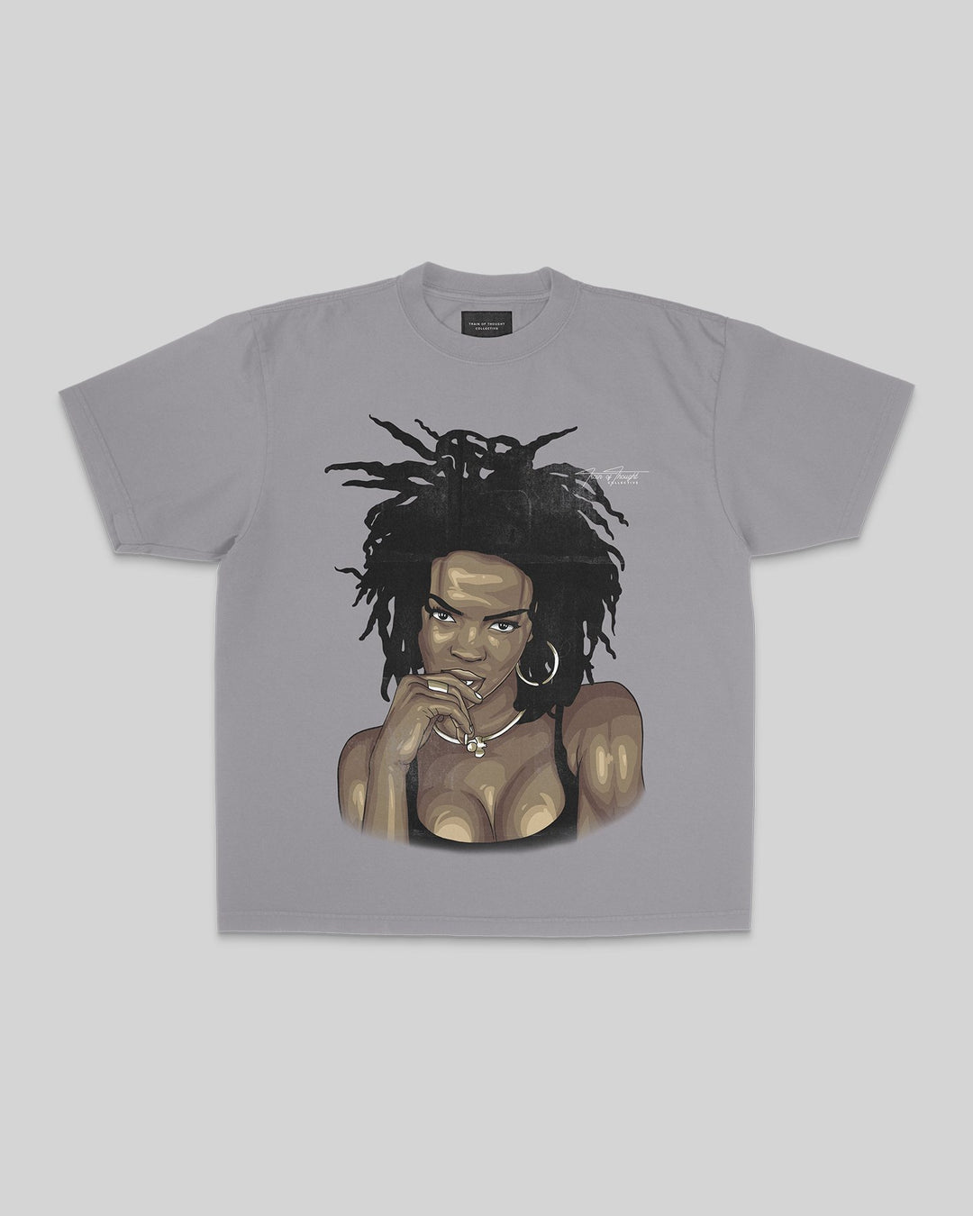 Lauryn Big Face Oversized Cement Tee - trainofthoughtcollective