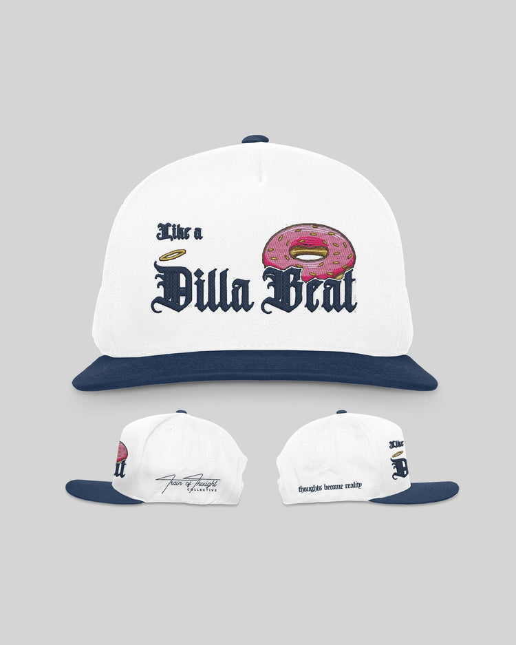 Like a Dilla Beat Navy White Snapback - trainofthoughtcollective