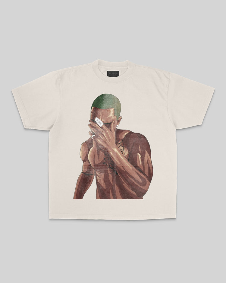 Mr. Ocean Oversized Garment-Dyed Big Face Cream Shirt - trainofthoughtcollective