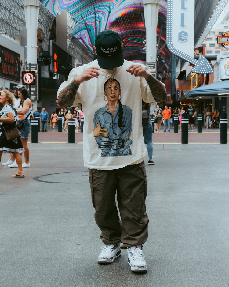 Ms. Adu Oversized Garment-Dyed Big Face Cream Shirt - trainofthoughtcollective