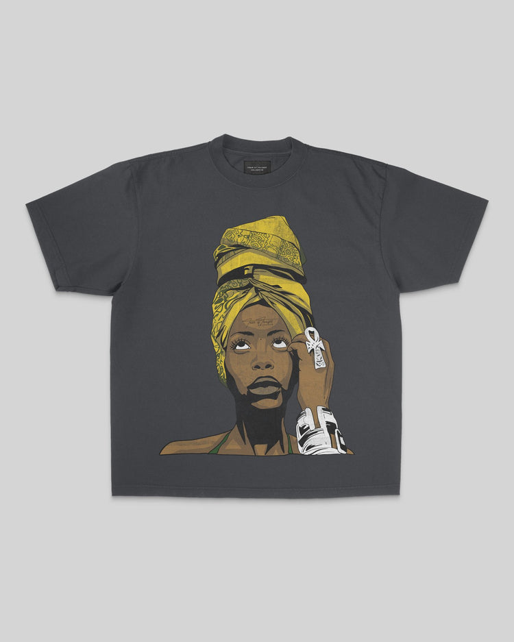 Ms. Badu Oversized Garment-Dyed Big Face Shadow Shirt - trainofthoughtcollective