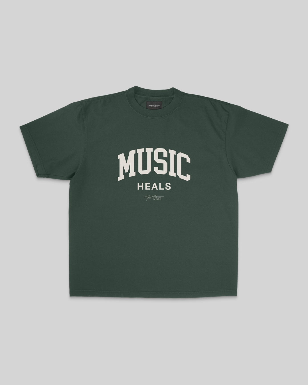 Music Heals Oversized Green Tee - trainofthoughtcollective