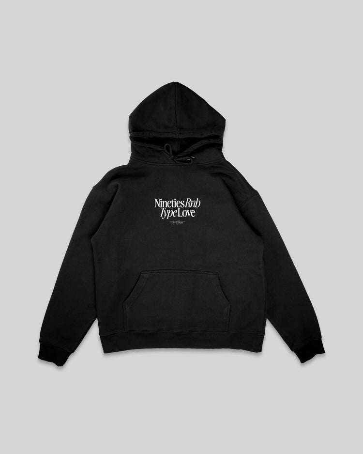 Nineties Rnb Type Love Black Hoodie - trainofthoughtcollective