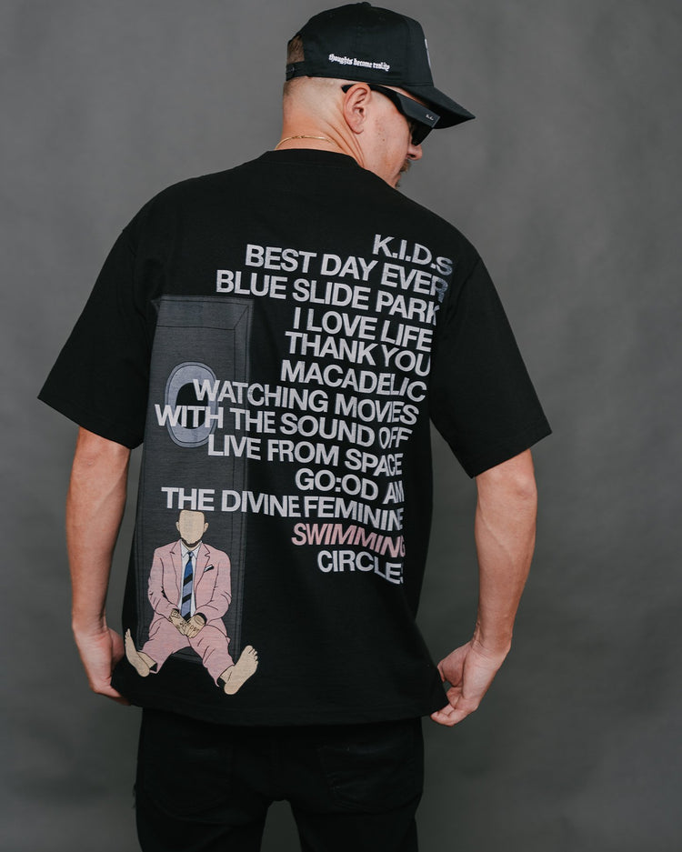 No-Face SWIMMING Black Tee - trainofthoughtcollective