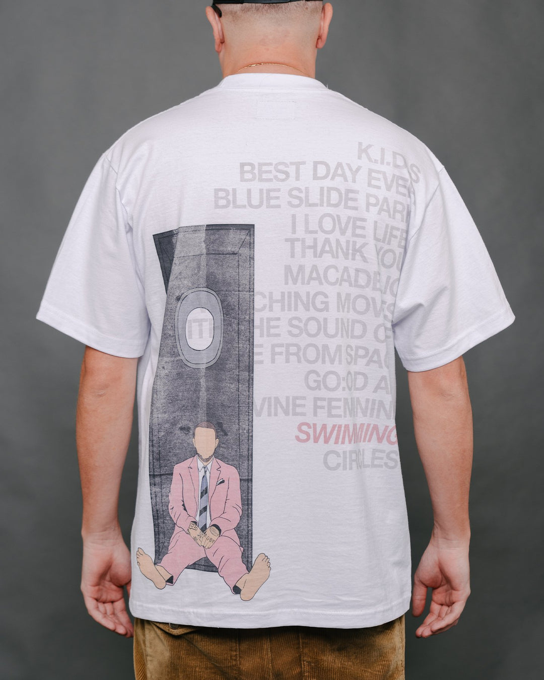 No-Face SWIMMING White Tee - trainofthoughtcollective