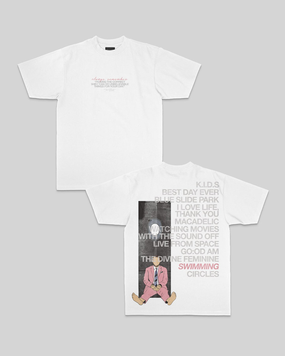 No-Face SWIMMING White Tee - trainofthoughtcollective