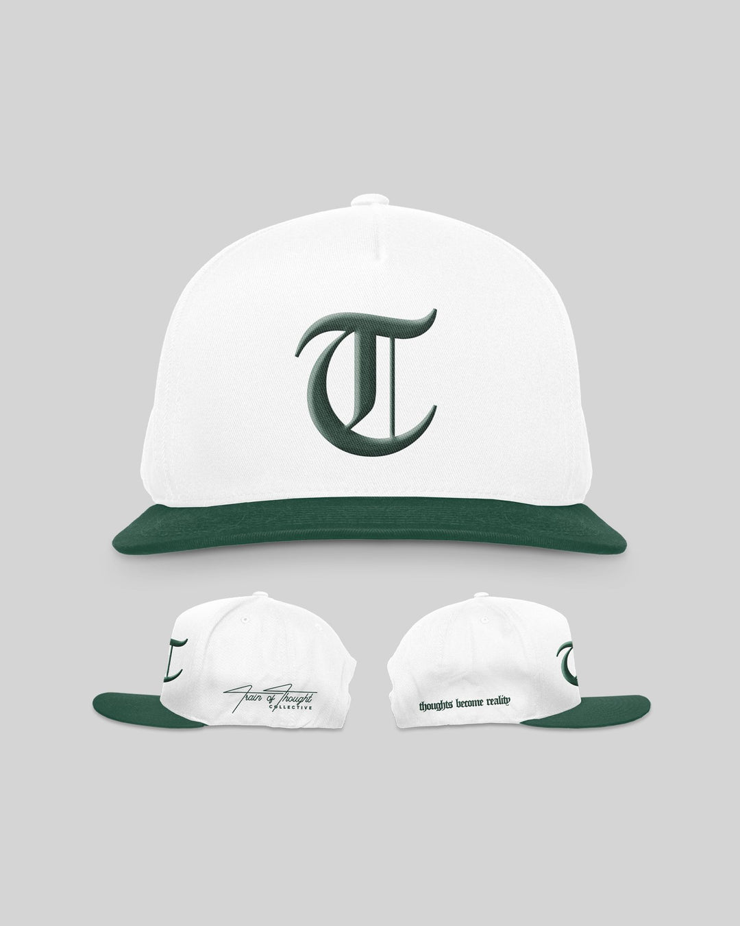 Official T 5 Panel Mid Profile Baseball Cap - Green/White - trainofthoughtcollective