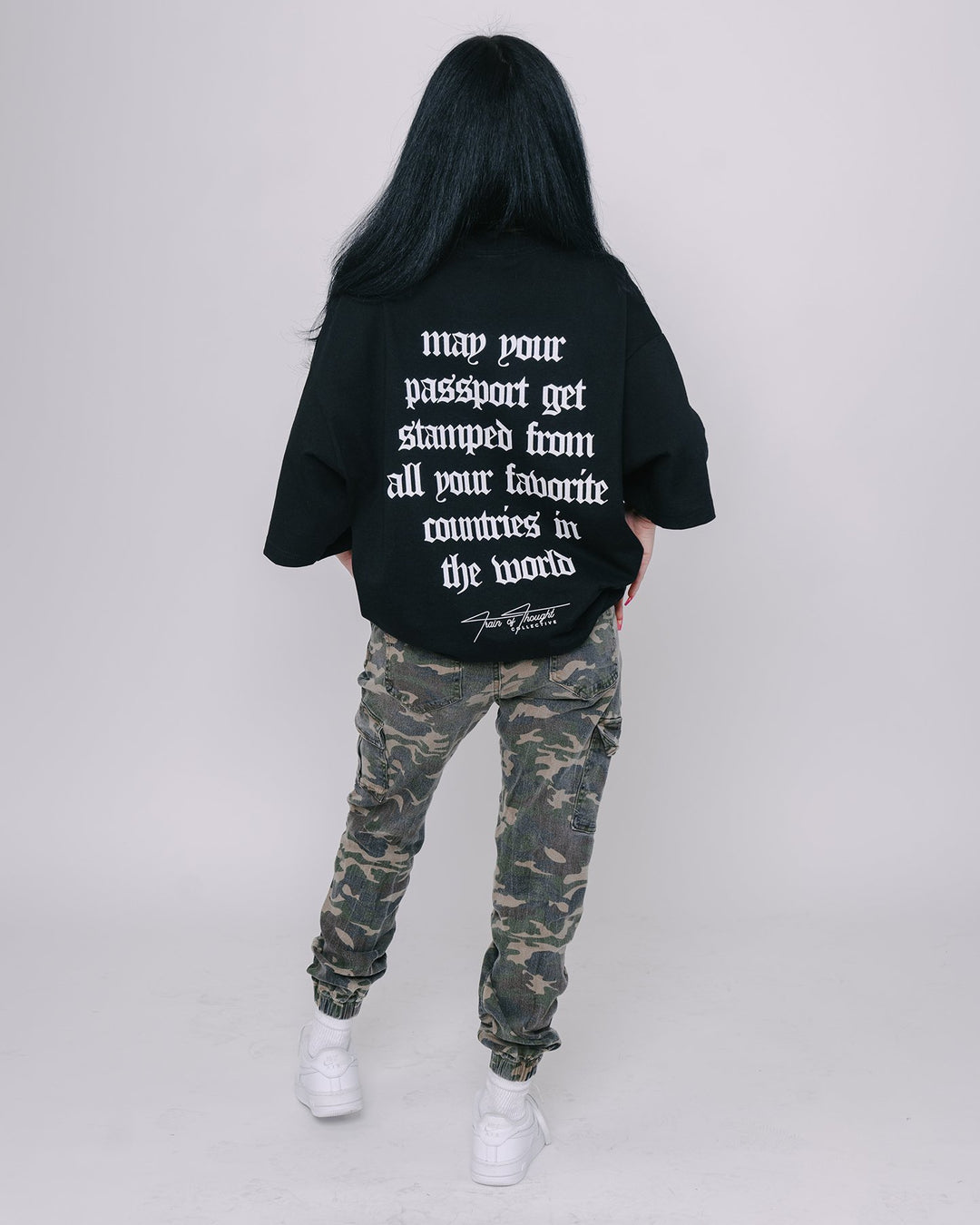 Passport Black Tee - trainofthoughtcollective