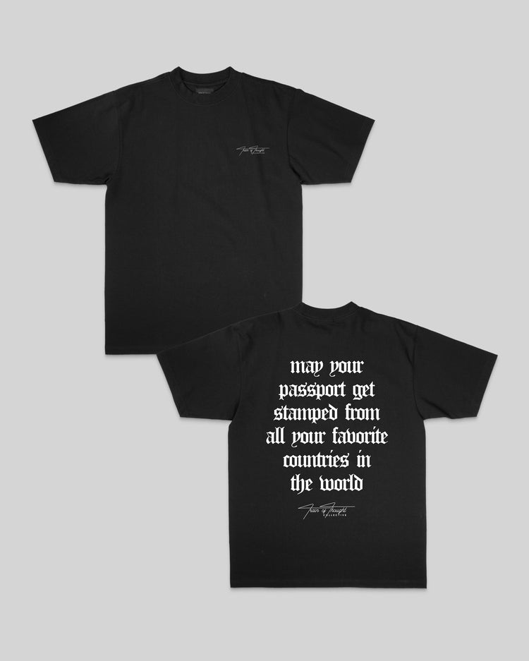 Passport Black Tee - trainofthoughtcollective