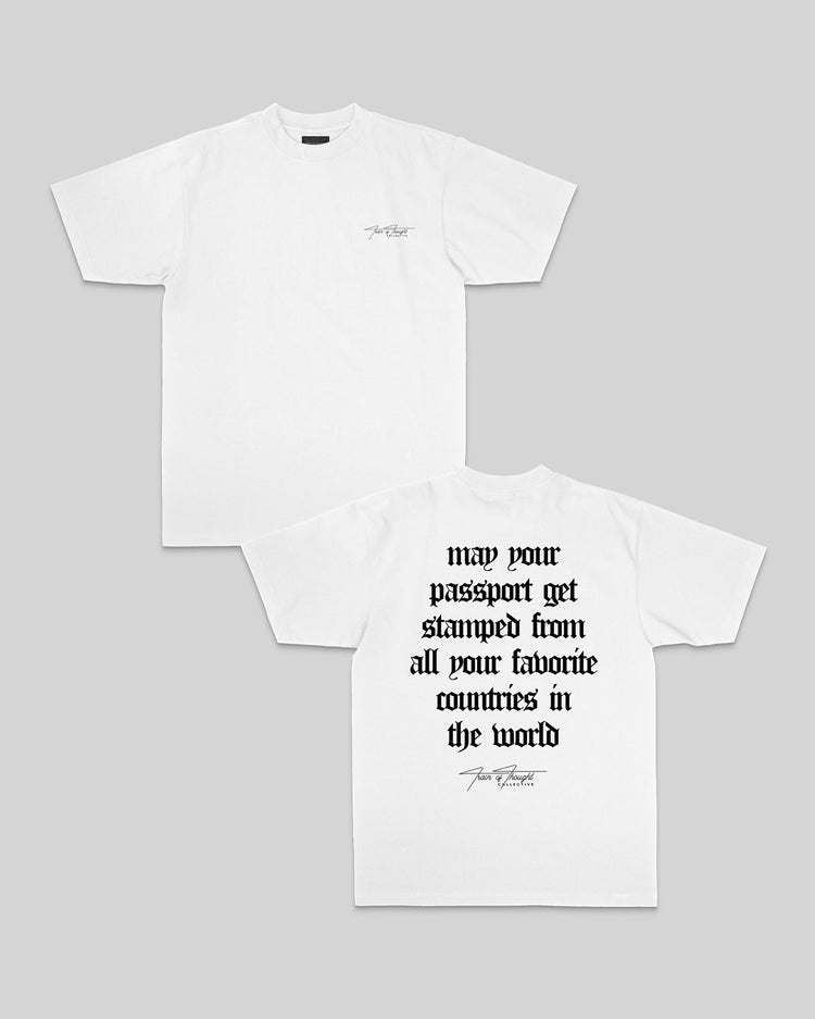 Passport White Tee - trainofthoughtcollective