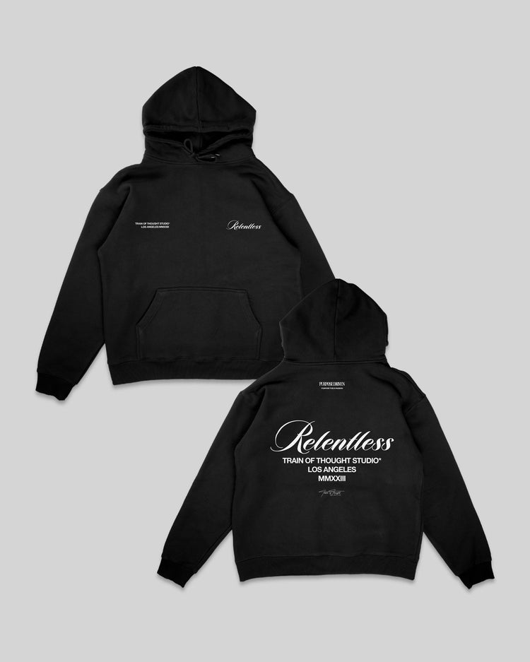 Relentless Black Hoodie - trainofthoughtcollective