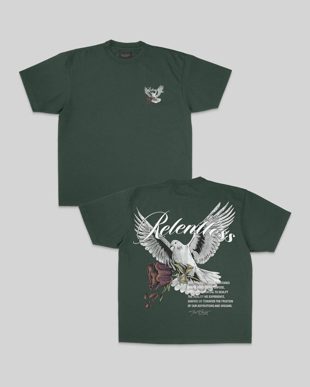 Relentless Dove Oversized Green Tee - trainofthoughtcollective