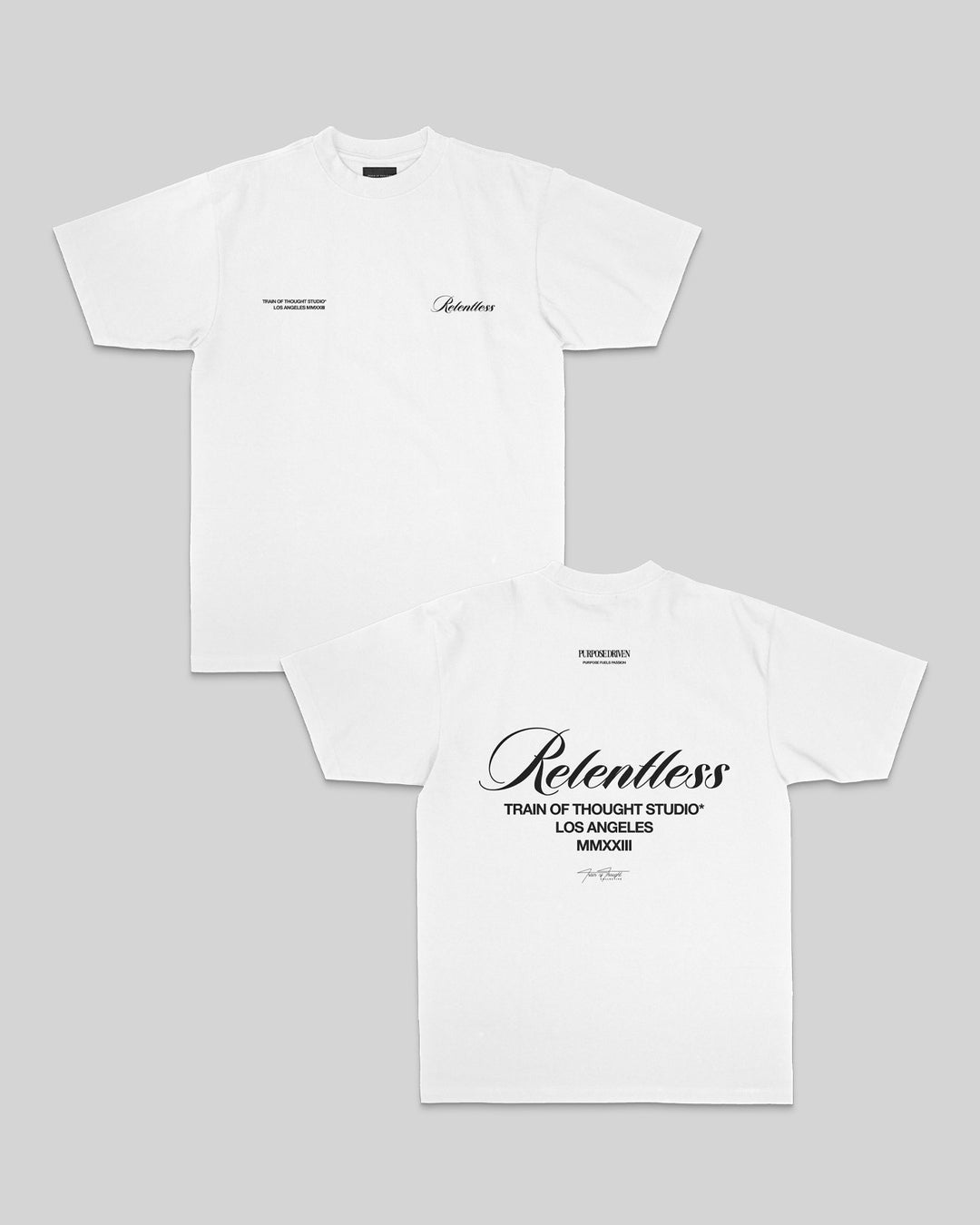 Relentless White Tee - trainofthoughtcollective