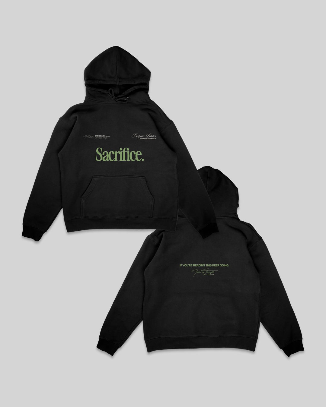 Sacrifice Black Hoodie - trainofthoughtcollective