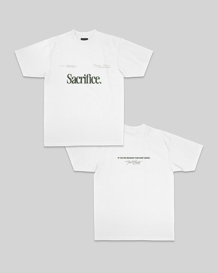 Sacrifice White Tee - trainofthoughtcollective