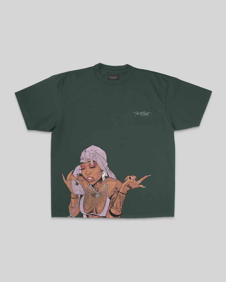Summer Big Face Oversized Green Tee - trainofthoughtcollective