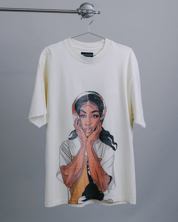 SZA Big Face Oversized Cream Tee - trainofthoughtcollective