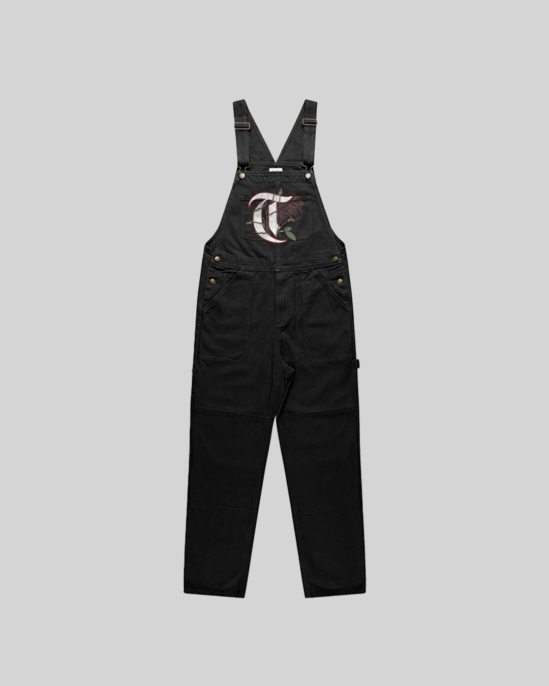T-Rose Black Canvas Overall - trainofthoughtcollective