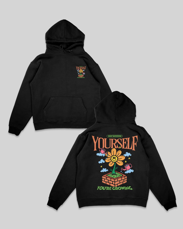 Water Yourself Black Hoodie - trainofthoughtcollective