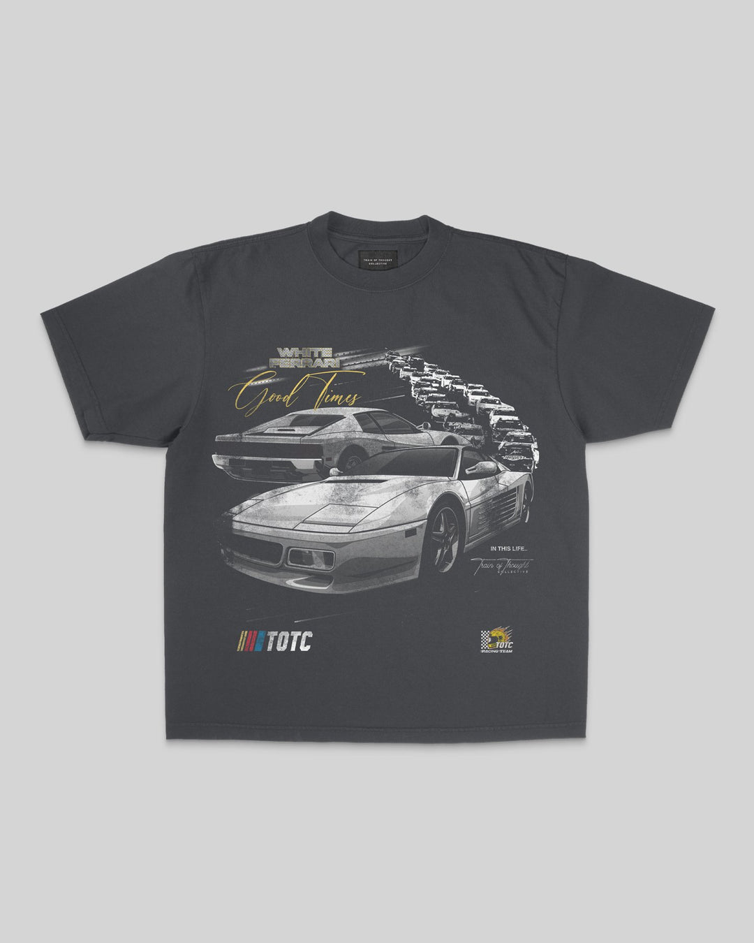 White Ferrari Racing Oversized Shadow tee - trainofthoughtcollective