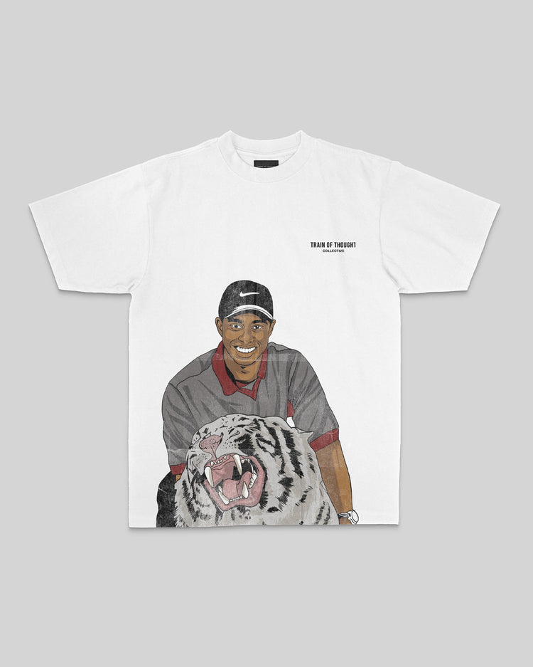 White Tiger White Tee - trainofthoughtcollective