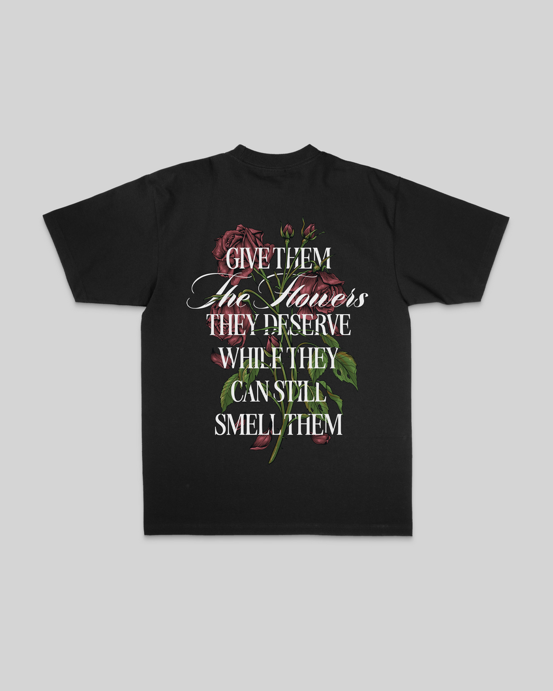 Give Them Flowers | Heavyweight Black Graphic Tee