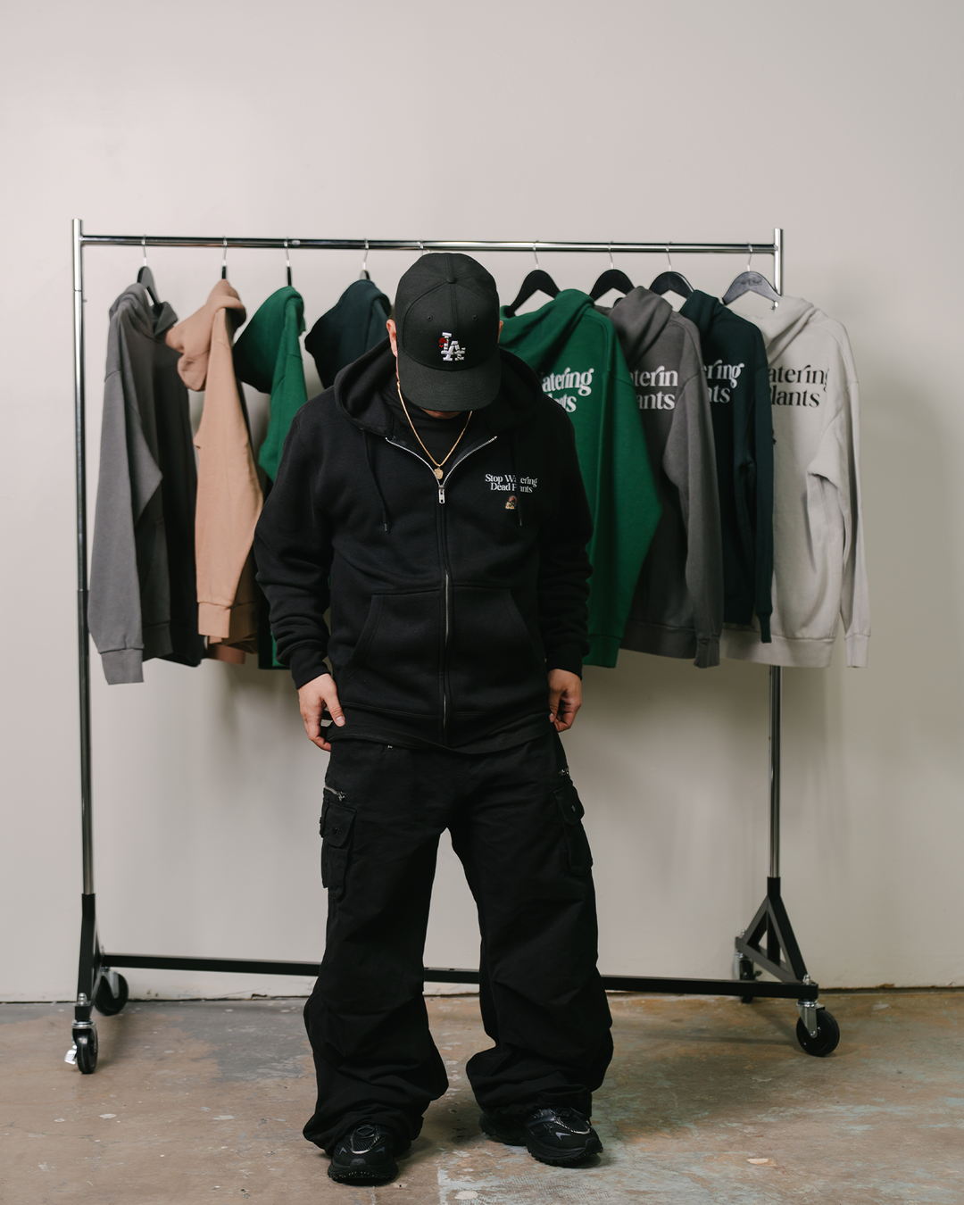 Stop Watering Dead Plants Black Full Zip Hoodie
