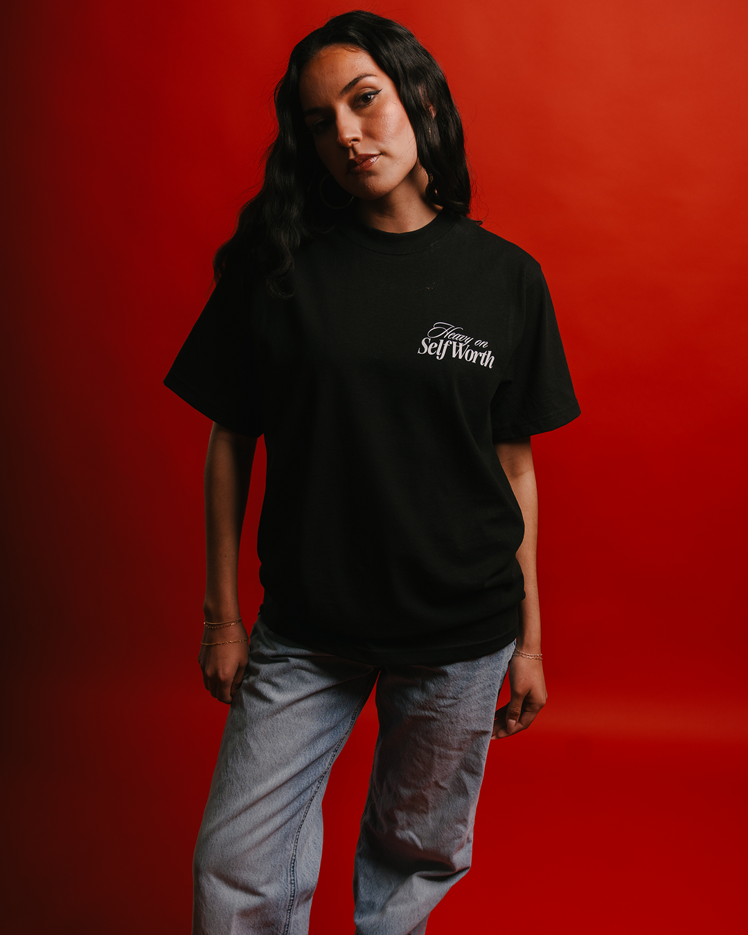 Heavy On Self Worth Black Tee