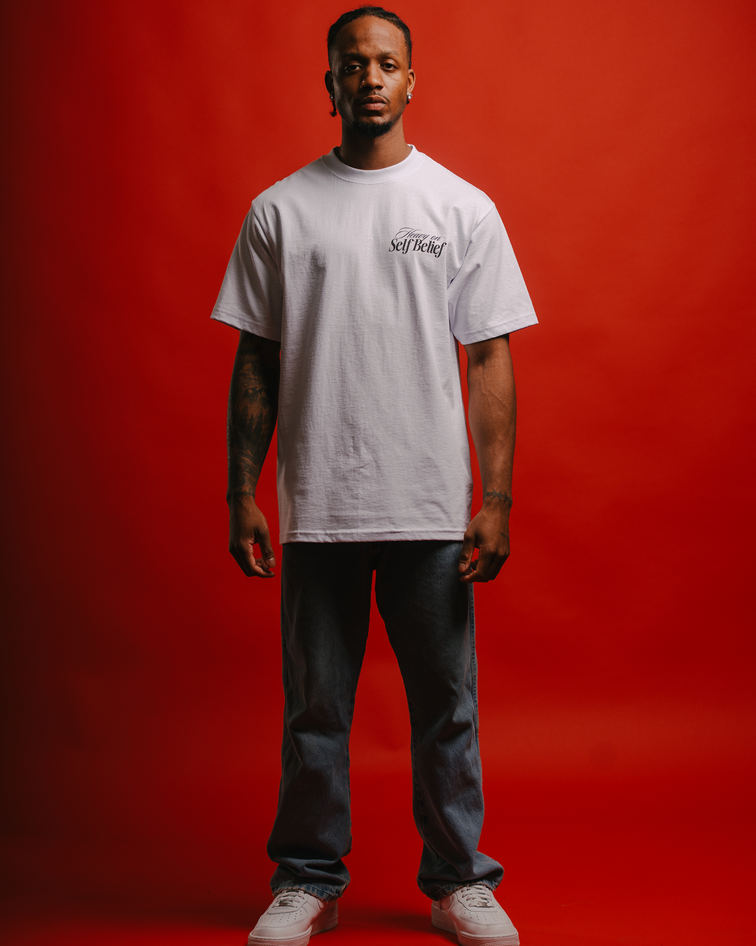 Heavy On Self Belief White Tee