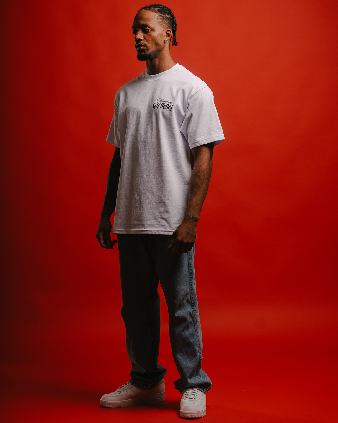 Heavy On Self Belief White Tee