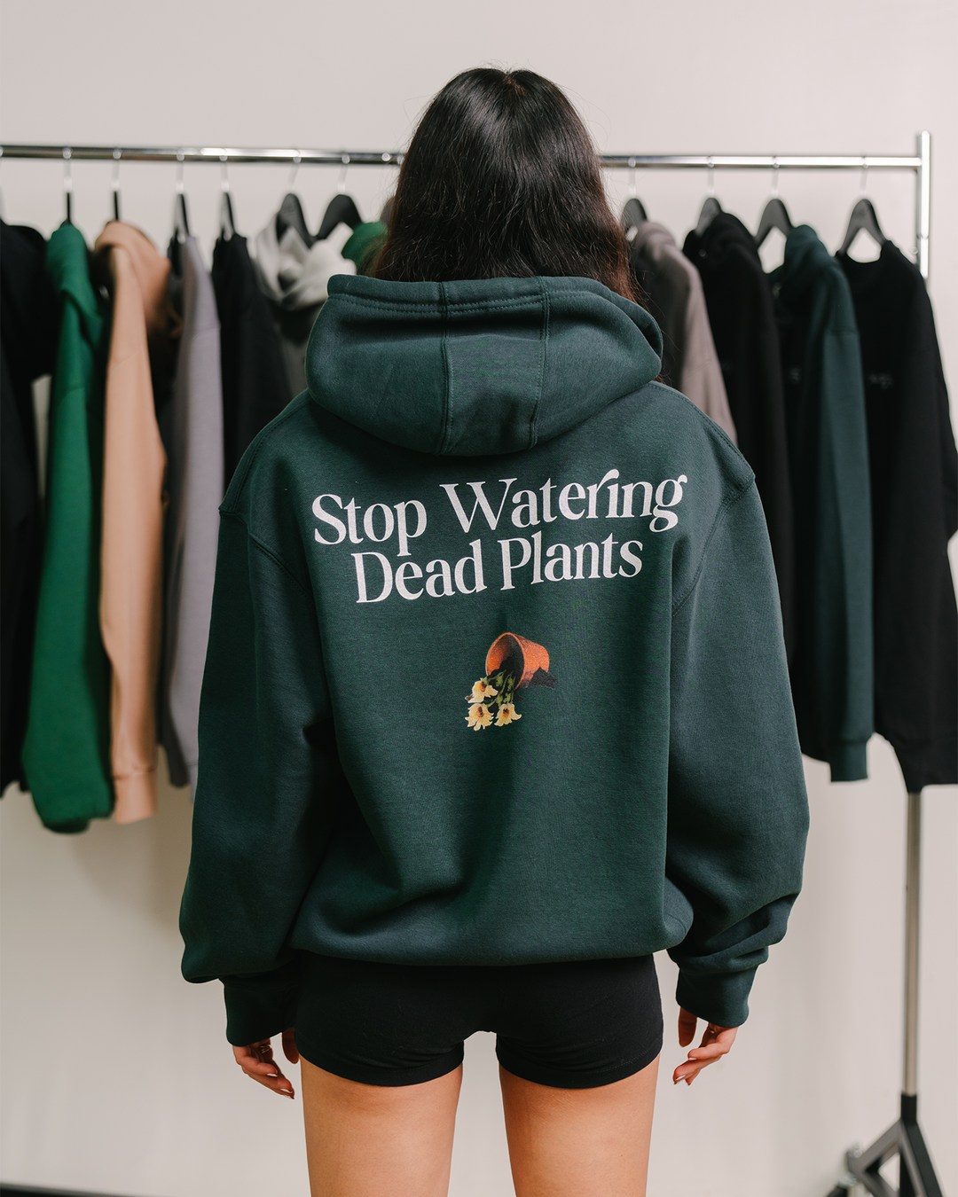 Stop Watering Dead Plants Green Full Zip Hoodie