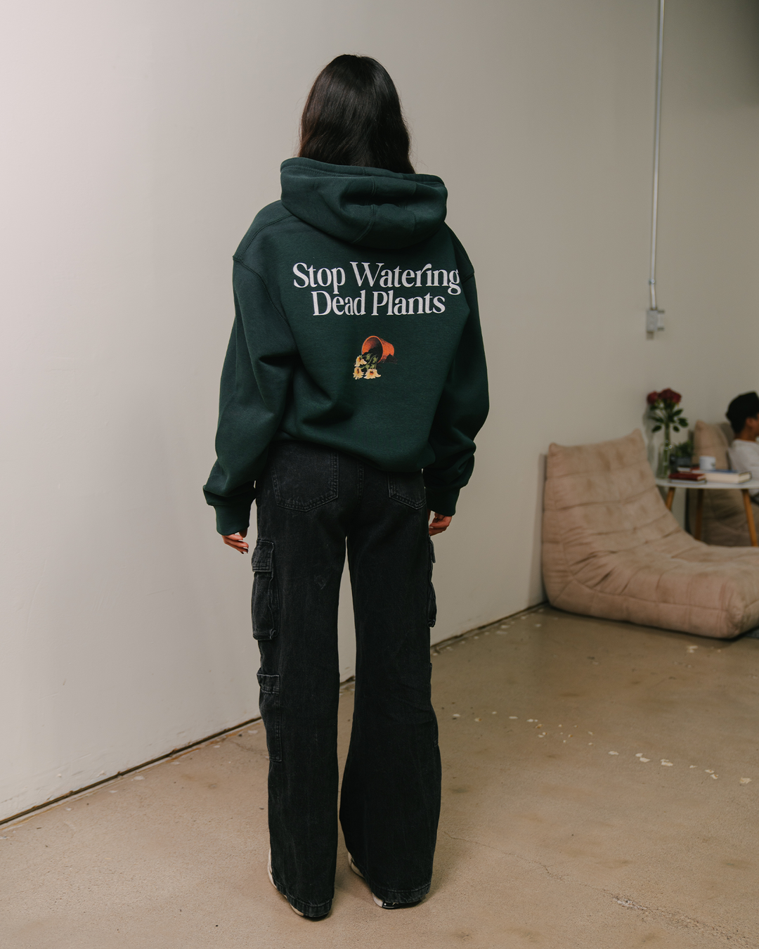 Stop Watering Dead Plants Green Full Zip Hoodie