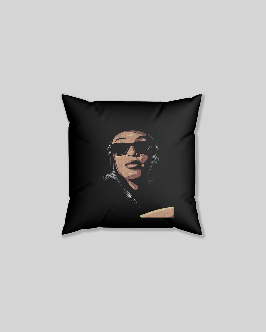 Aaliyah Black Pillow - trainofthoughtcollective