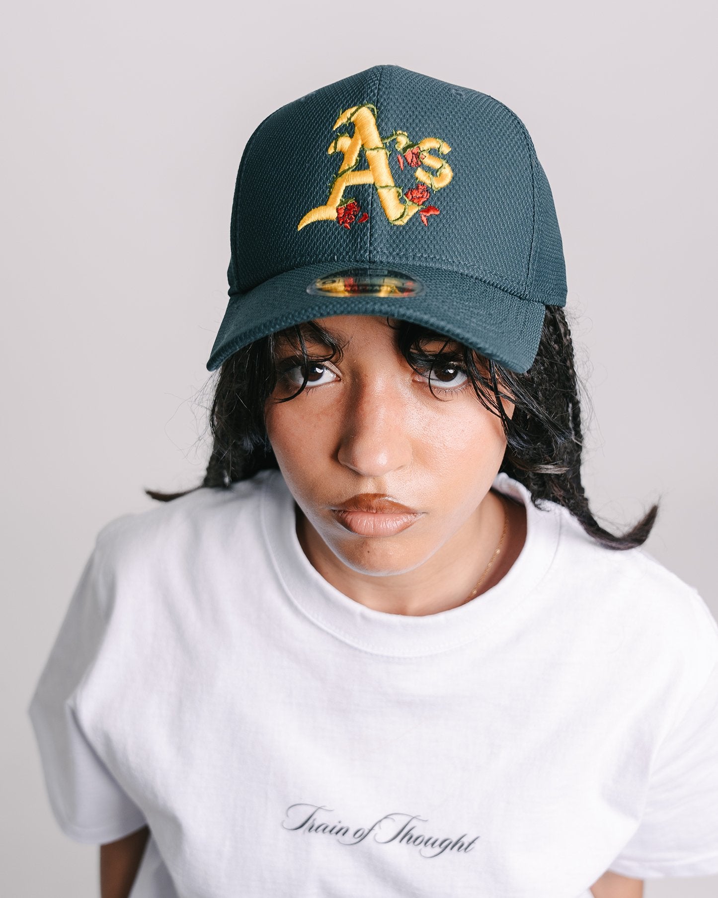 A's City Rose New Era Dark Green Snapback - trainofthoughtcollective