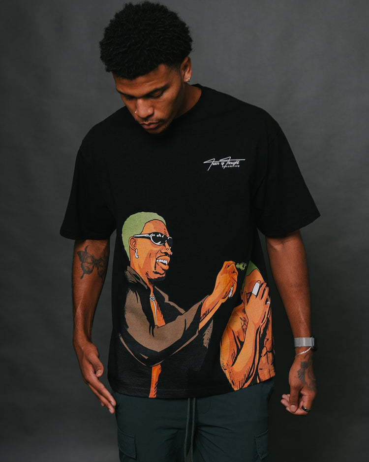 Dennis & Frank Big Face Black Shirt - trainofthoughtcollective