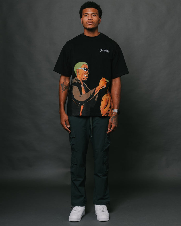 Dennis & Frank Big Face Black Shirt - trainofthoughtcollective