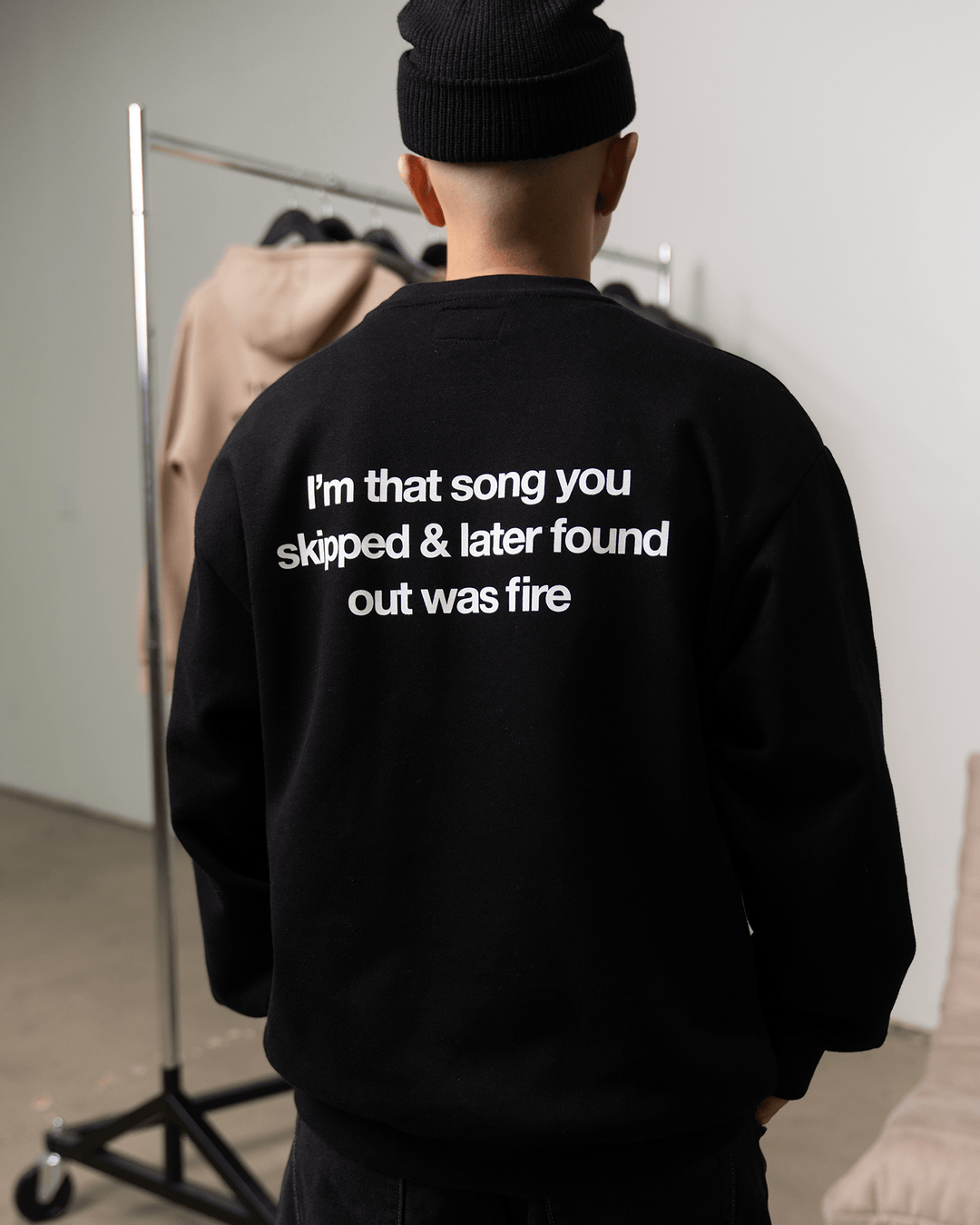 Don't Skip Black Crewneck Sweatshirt - trainofthoughtcollective