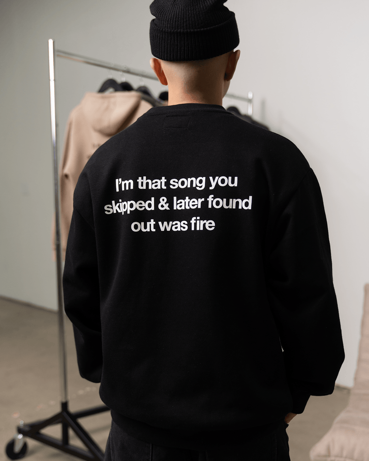 Don't Skip Black Crewneck Sweatshirt - trainofthoughtcollective
