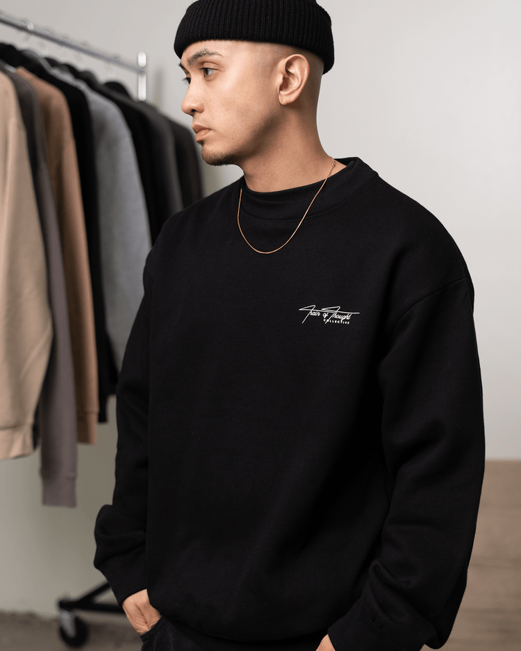 Don't Skip Black Crewneck Sweatshirt - trainofthoughtcollective