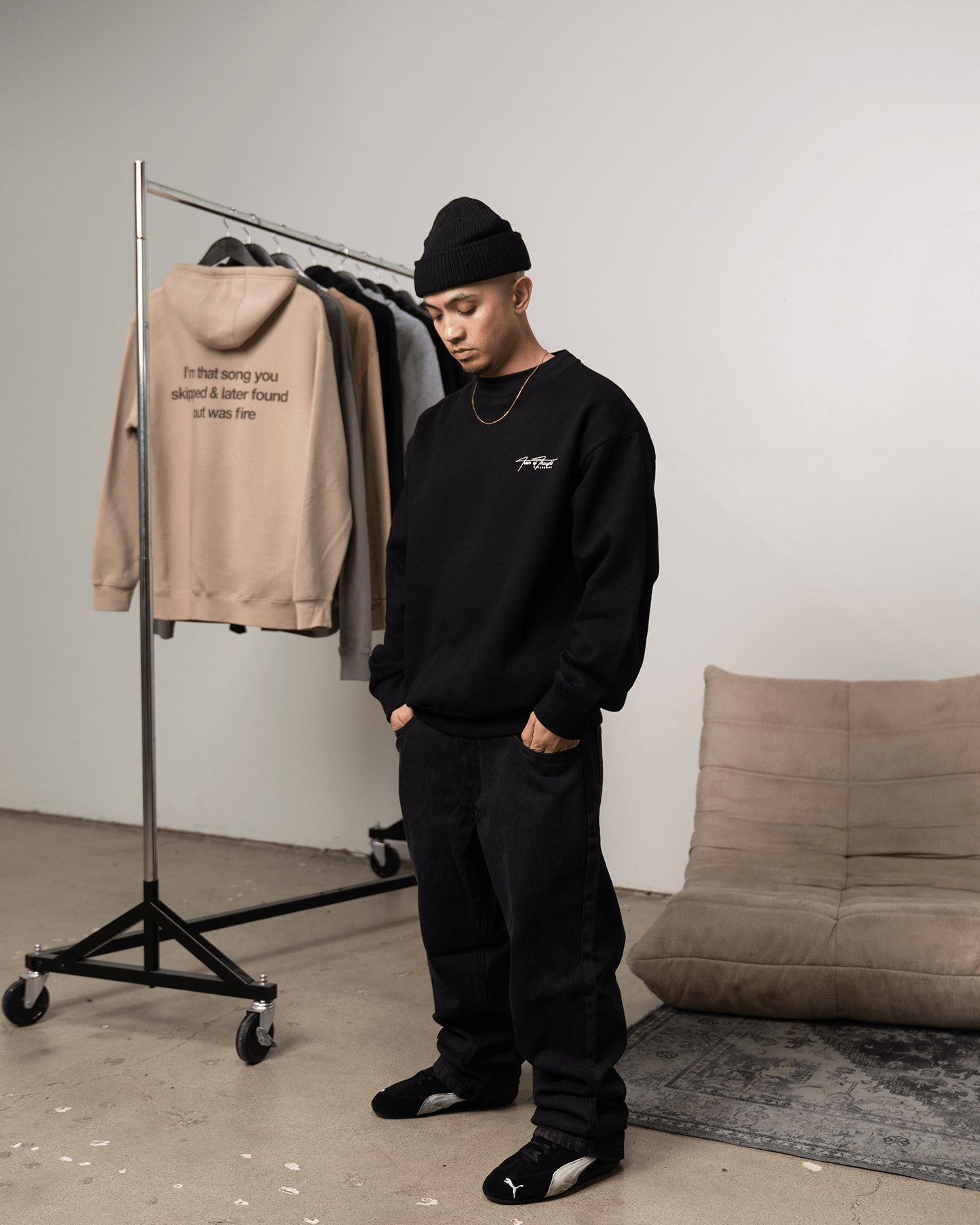 Don't Skip Black Crewneck Sweatshirt - trainofthoughtcollective