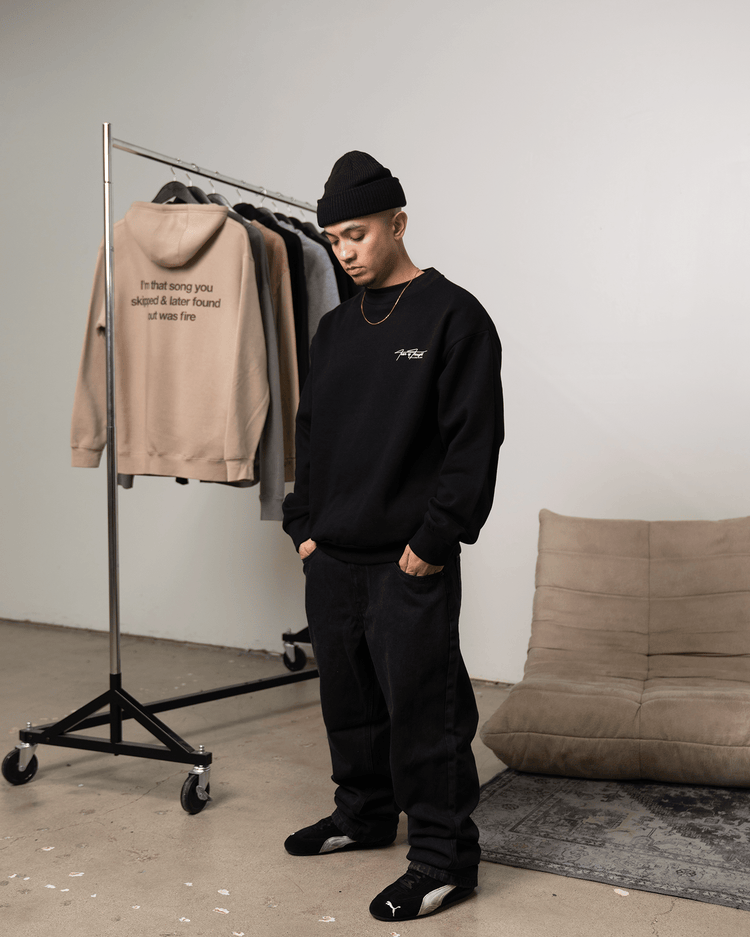 Don't Skip Black Crewneck Sweatshirt - trainofthoughtcollective