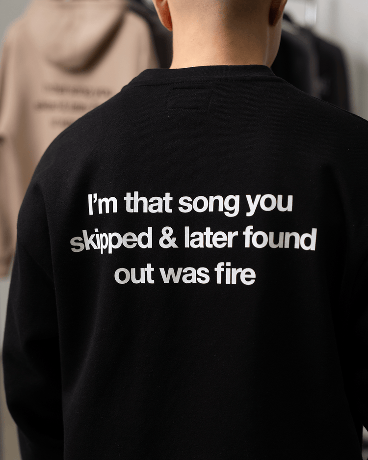 Don't Skip Black Crewneck Sweatshirt - trainofthoughtcollective