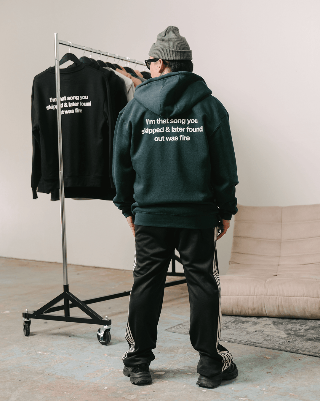 Don't Skip Green Full Zip Hoodie - trainofthoughtcollective