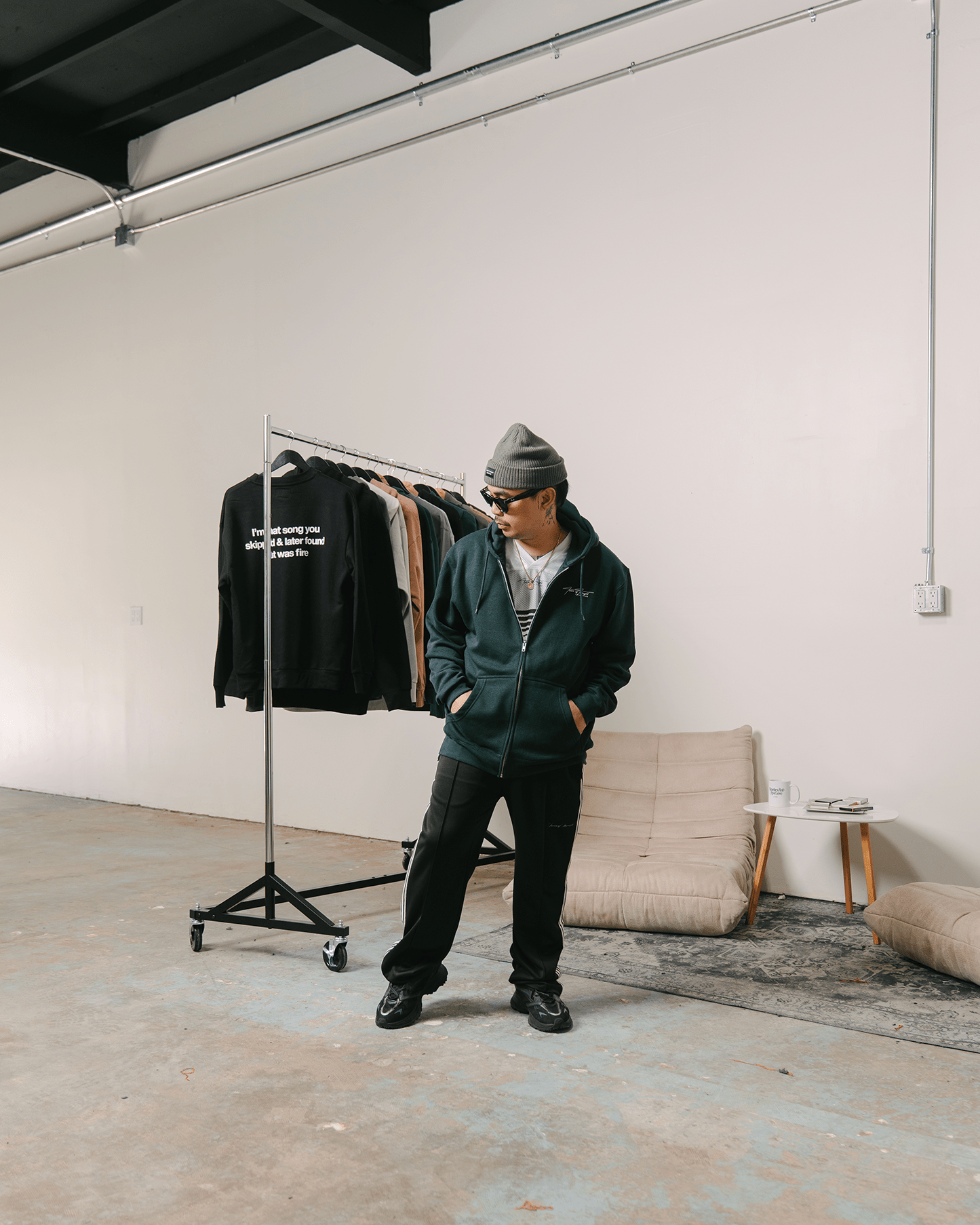 Don't Skip Green Full Zip Hoodie - trainofthoughtcollective