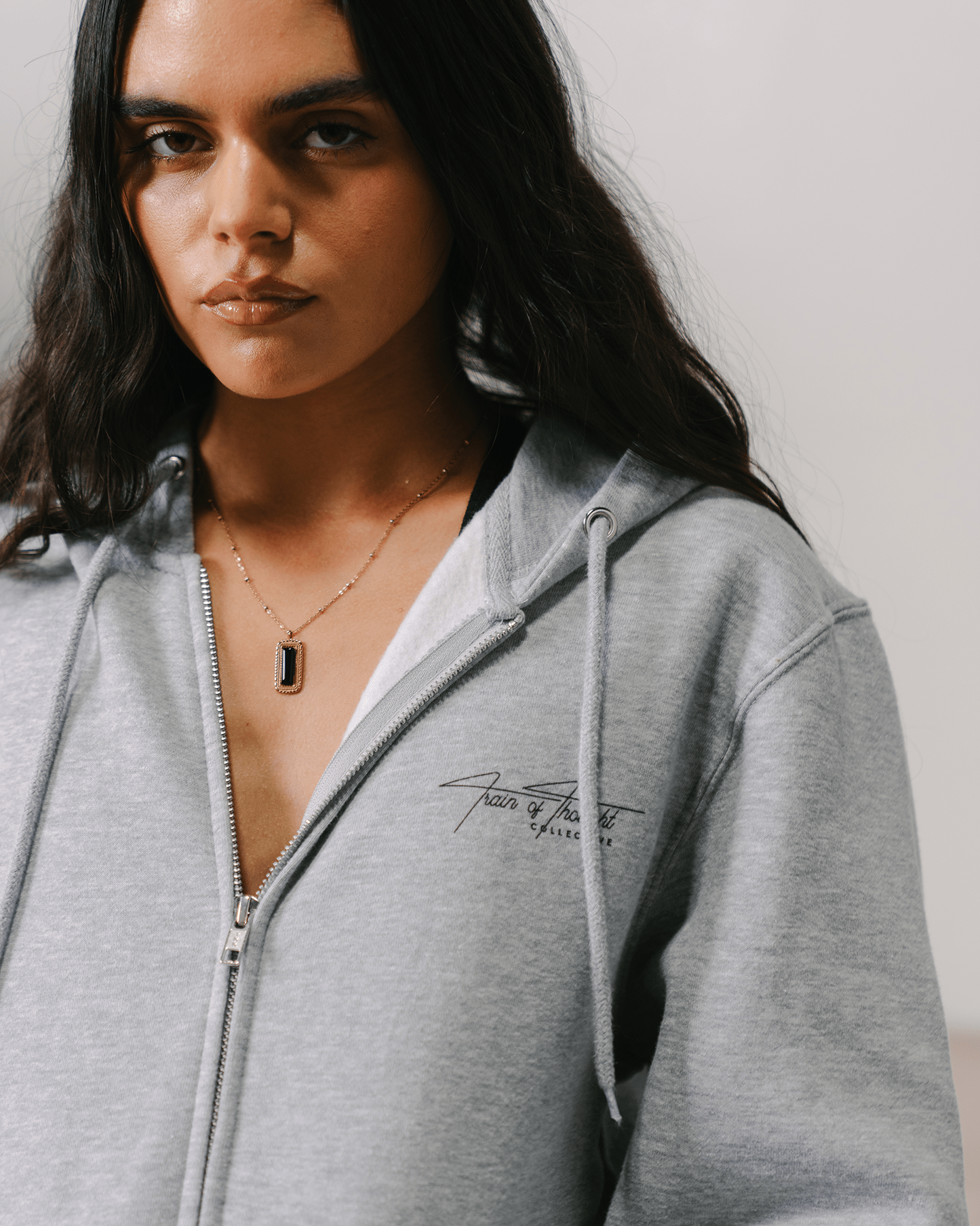 Don't Skip Heather Grey Full Zip Hoodie - trainofthoughtcollective