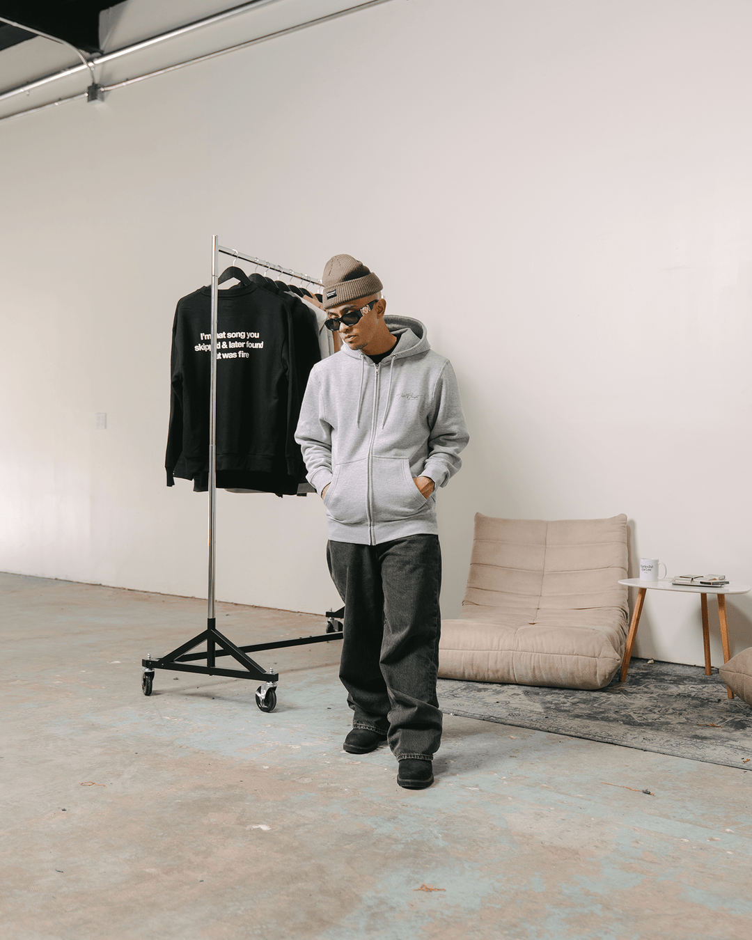 Don't Skip Heather Grey Full Zip Hoodie - trainofthoughtcollective