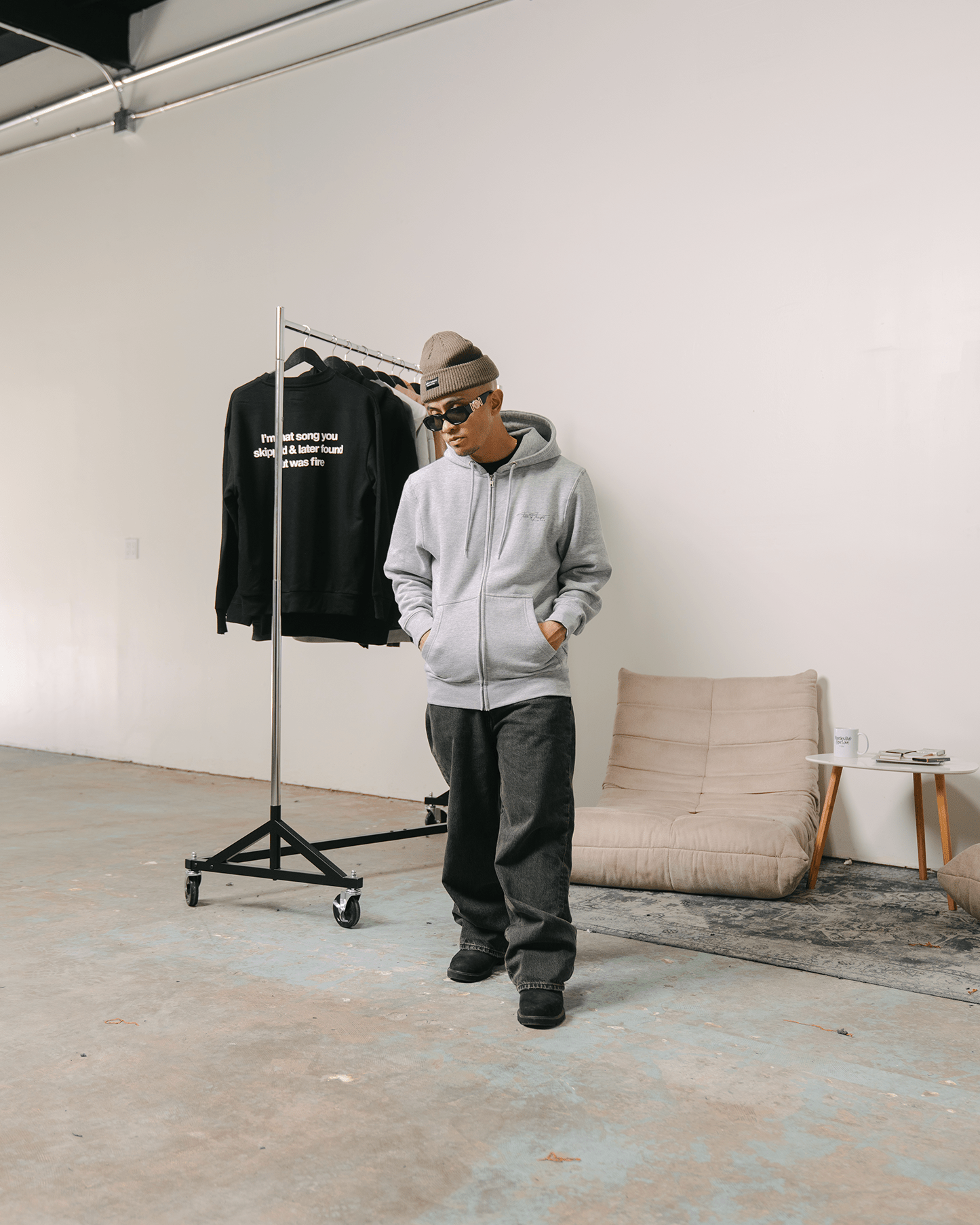 Don't Skip Heather Grey Full Zip Hoodie - trainofthoughtcollective