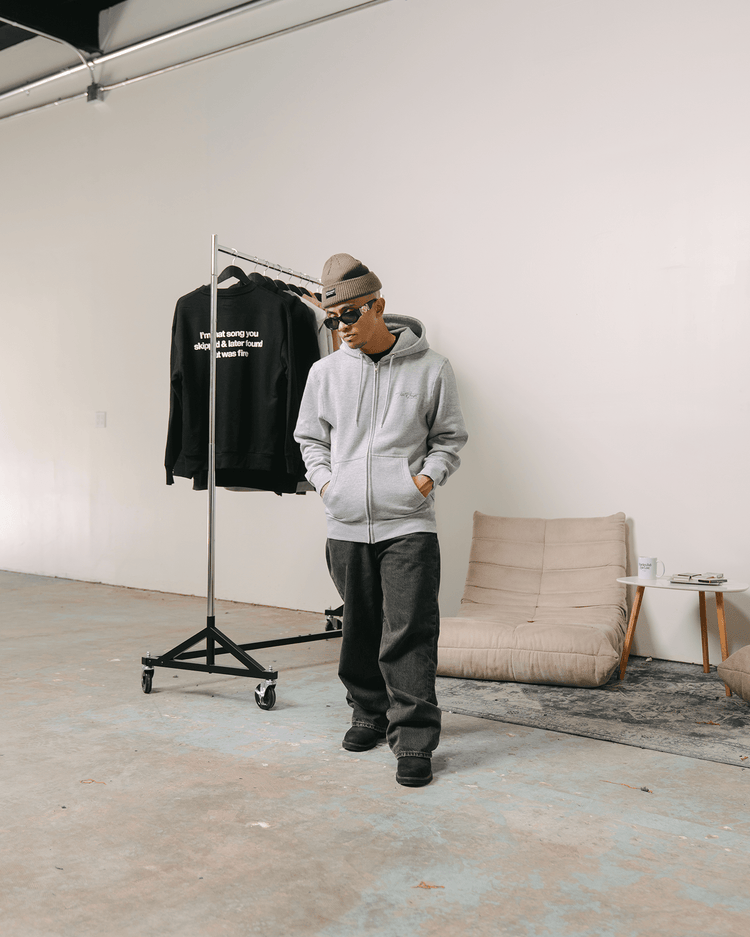 Don't Skip Heather Grey Full Zip Hoodie - trainofthoughtcollective
